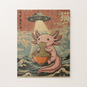 Retro Axolotl Ramen UFO Japanese Wave Puzzle