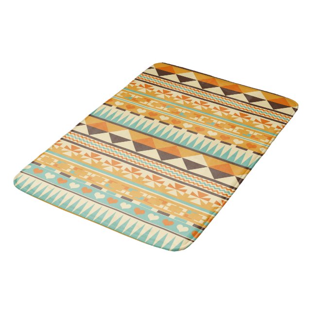 Retro Aztec Pattern Print Bath Mat (Angled)