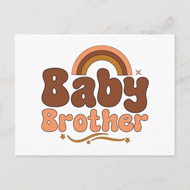 Retro Baby Brother Rainbow Postcard (Front)
