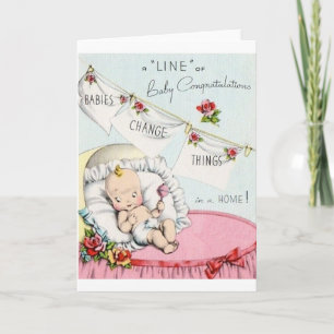 Retro Baby Congratulations Greeting Card