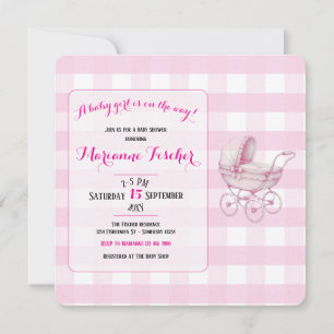 Retro Baby girl Shower Invitation