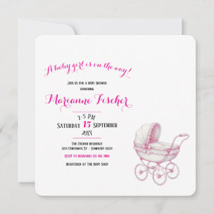 Retro Baby girl Shower Invitation