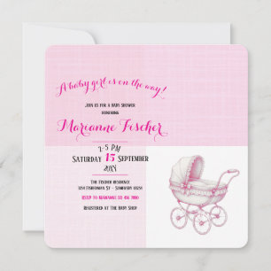 Retro Baby girl Shower Invitation