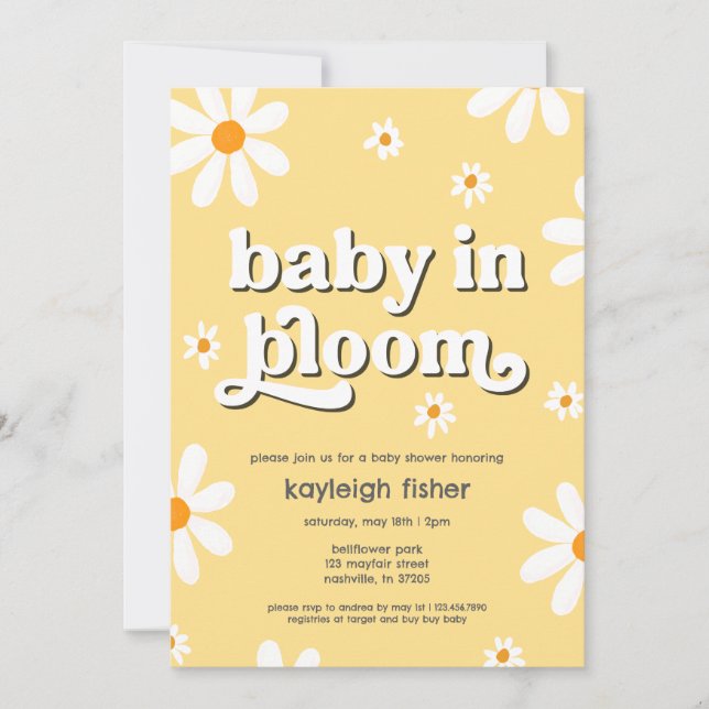 Retro Baby In Bloom Baby Shower  Invitation (Front)