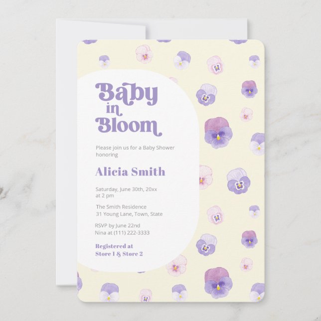 Retro Baby In Bloom Gender Neutral Baby Shower Invitation (Front)
