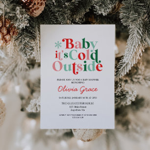Retro Baby It's Cold Outside Baby Shower Invitation
