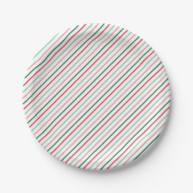 Retro Baby It's Cold Outside Christmas Stripes Paper Plate (Front)