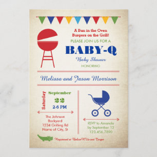 Retro Baby-Q Baby Shower Invitation