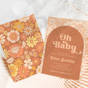 Retro Baby Shower Invitation   Boho Baby Shower