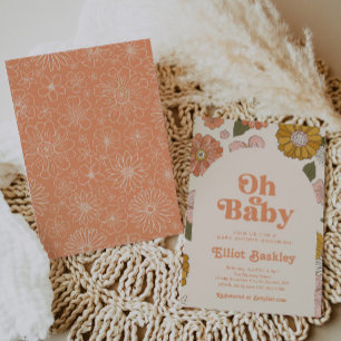 Retro Baby Shower Invitation   Boho Baby Shower