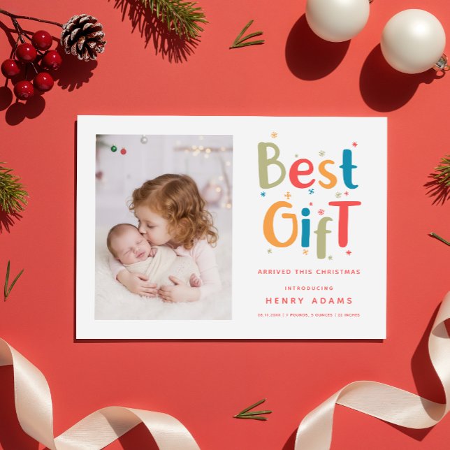Retro Baby's First Christmas Birth Announcement (Creator Uploaded)