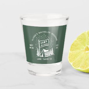 Retro Bachelor Party Weekend in the Woods Camping Shot Glass