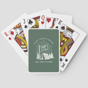 Retro Bachelor Party Weekend in the Woods Green Playing Cards