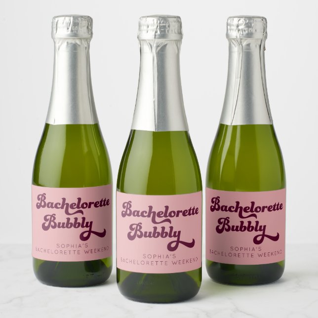 Retro Bachelorette Bubbly Bachelorette  Sparkling Wine Label (Bottles)