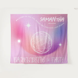 Retro Bachelorette Party Backdrop Groovy 70s Pink Tapestry