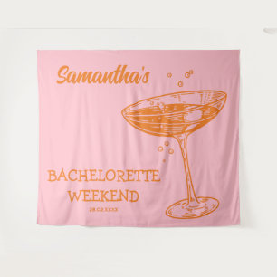 Retro Bachelorette Party Backdrop Modern Cocktail Tapestry