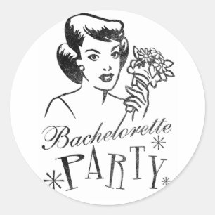Retro Bachelorette Party Classic Round Sticker