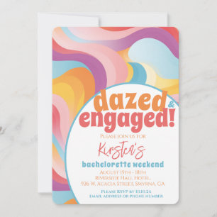 Retro Bachelorette Party Dazed And Engaged Invitation