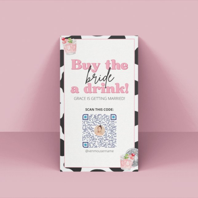 Retro Bachelorette Party Venmo QR Code Card (Creator Uploaded)
