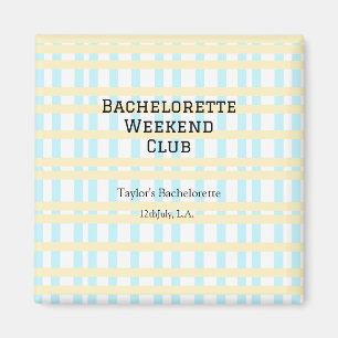 RETRO BACHELORETTE WEEKEND CLUB BLUE YELLOW DATE MAGNET