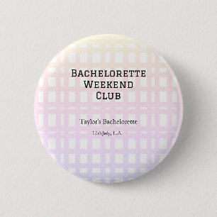 RETRO BACHELORETTE WEEKEND CLUB PINK ORANGE DATE 6 CM ROUND BADGE