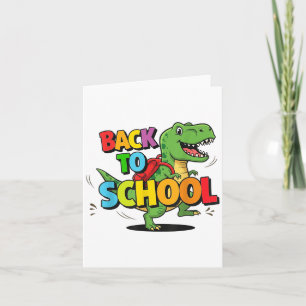 Retro Back To School Funny Colourful Dinosaur Cart Card