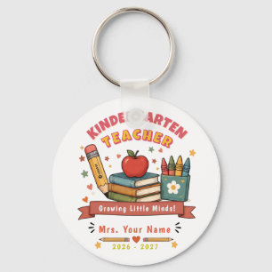 Retro Back to School Kindergarten Teacher Gift Key Ring