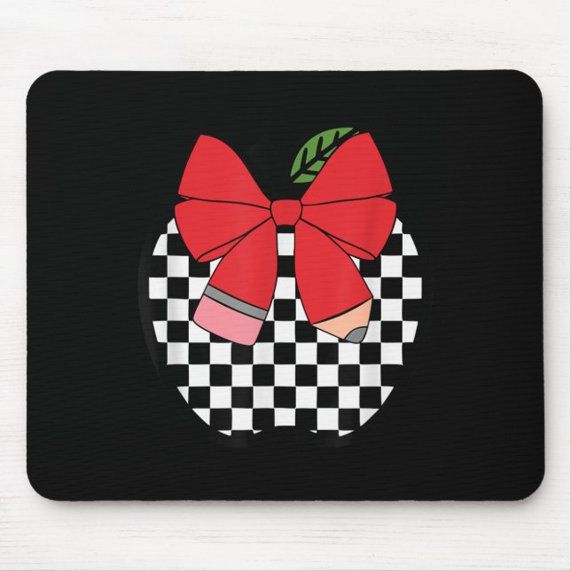 Retro Back To School Teacher Race Chequered Pencil Mouse Mat (Front)