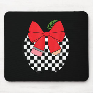 Retro Back to School Teacher Race Chequered Pencil Mouse Mat