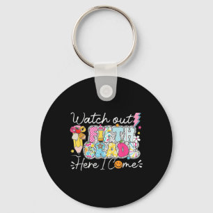 Retro Back To School Watch Out Kindergarten Here I Key Ring