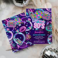 Retro Back To The 90s Neon Disco 30th Birthday