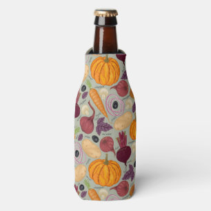 Retro background from fresh vegetables bottle cooler