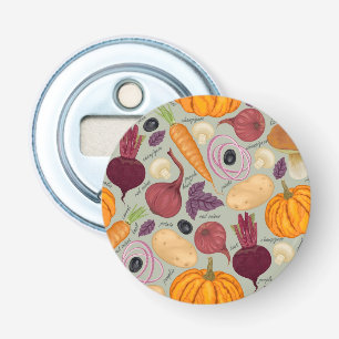 Retro background from fresh vegetables bottle opener