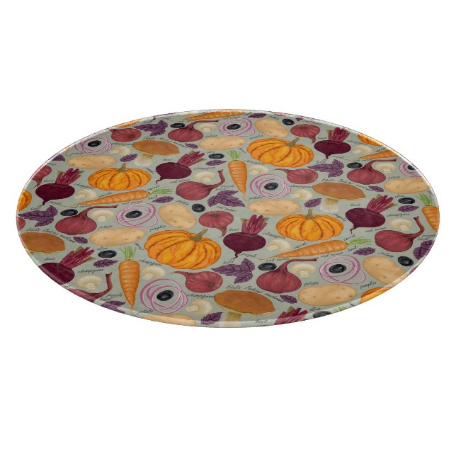 Retro background from fresh vegetables cutting board (Corner)