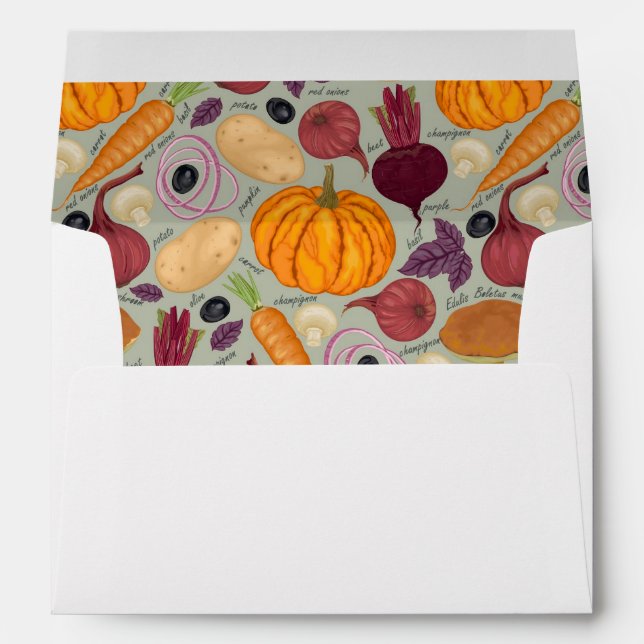 Retro background from fresh vegetables envelope (Back (Bottom))