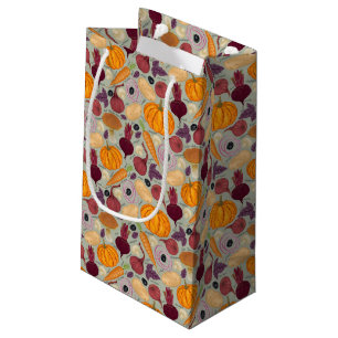 Retro background from fresh vegetables small gift bag