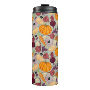 Retro background from fresh vegetables thermal tumbler