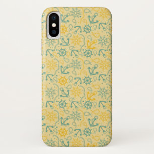 Retro background with anchor, ropes iPhone x case