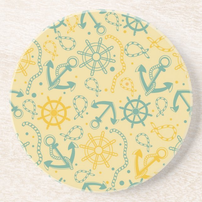 Retro background with anchor, ropes coaster (Front)