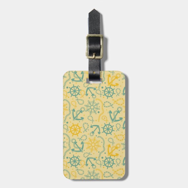 Retro background with anchor, ropes luggage tag (Front Vertical)