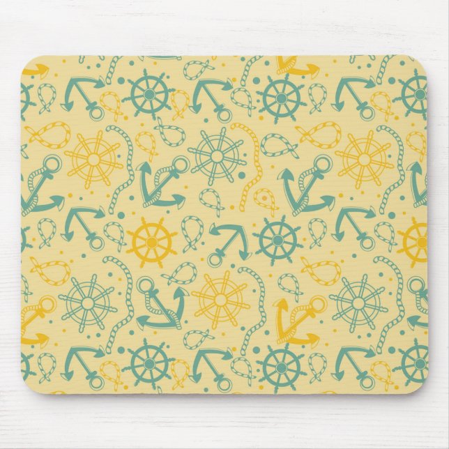 Retro background with anchor, ropes mouse mat (Front)