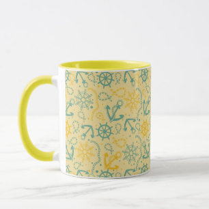 Retro background with anchor, ropes mug