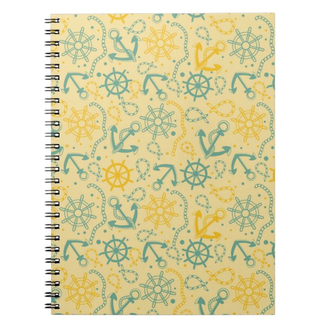 Retro background with anchor, ropes notebook (Front)