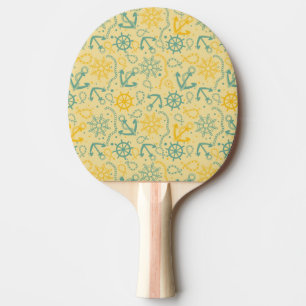 Retro background with anchor, ropes ping pong paddle