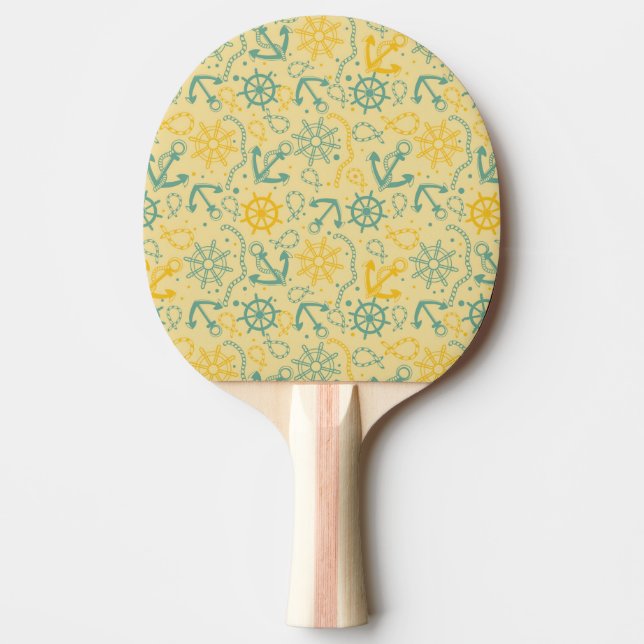 Retro background with anchor, ropes ping pong paddle (Front)