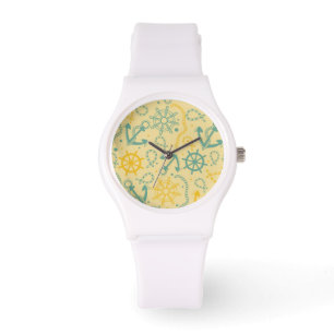 Retro background with anchor, ropes watch