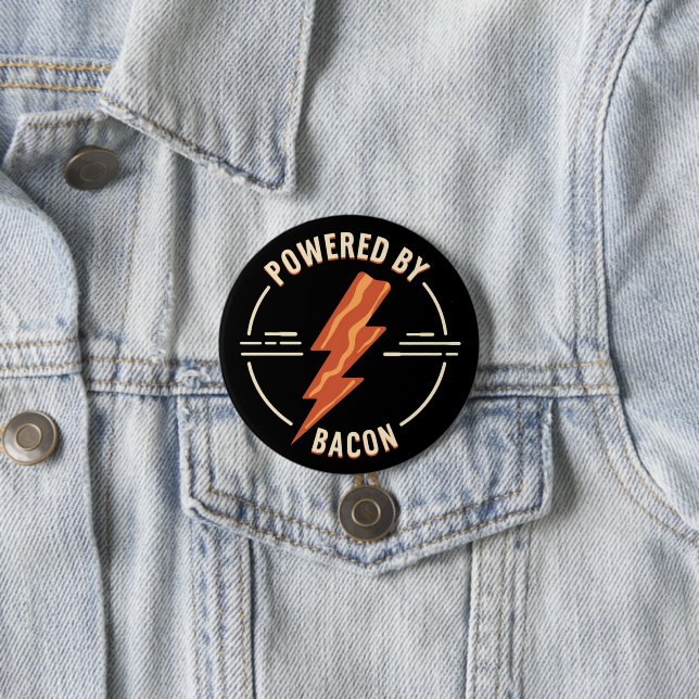 Retro Bacon Lover Funny Food Design with Lightning 7.5 Cm Round Badge (In Situ)