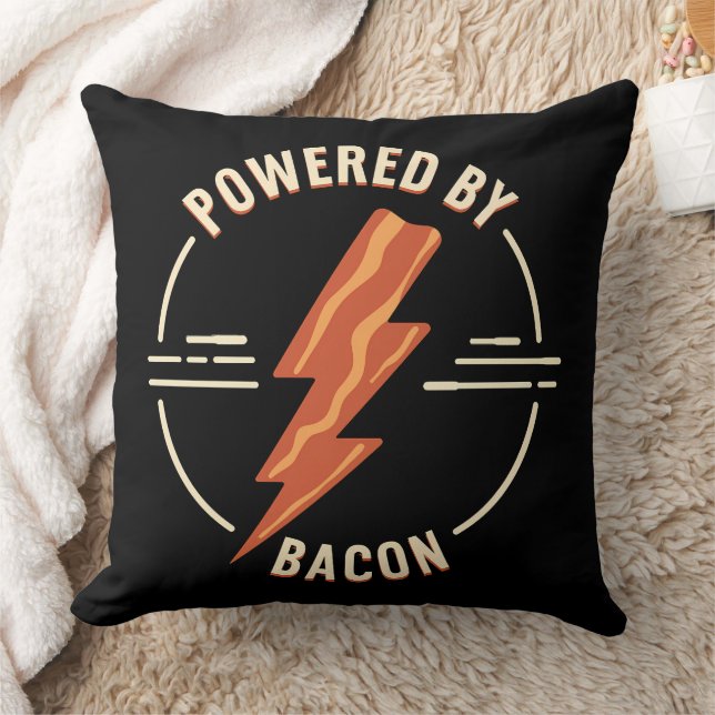 Retro Bacon Lover Funny Food Design with Lightning Cushion (Blanket)