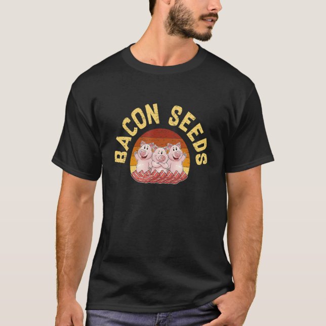 Retro Bacon Seeds, Boys Girls Farmer, Hog Lover, C T-Shirt (Front)