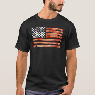 Retro Bacon USA American Flag Independence Day 4th T-Shirt